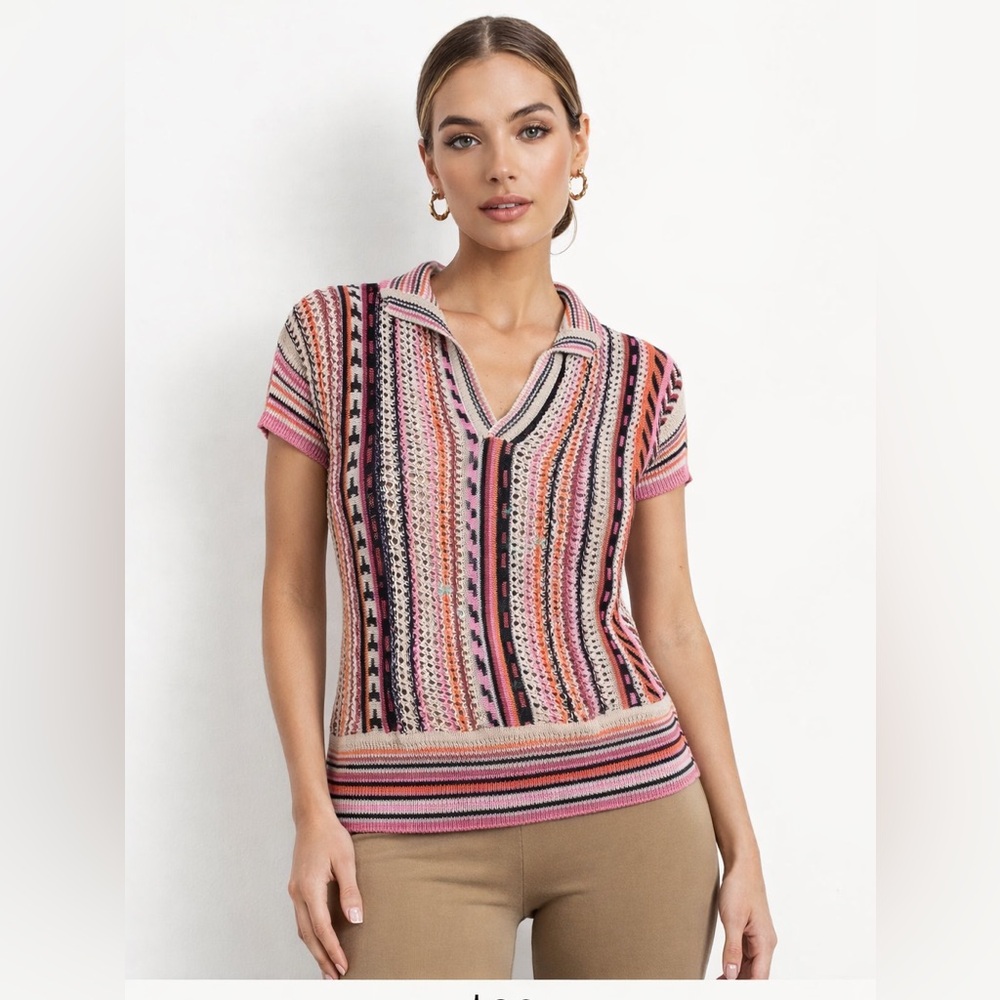 Callahan Multi-Textured Knit Sweater Top Like New S